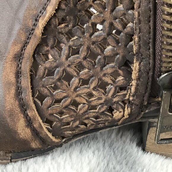 Circle G Corral Brown Leather Cutout Western Ankle Boots  8.5 - Picture 12 of 15